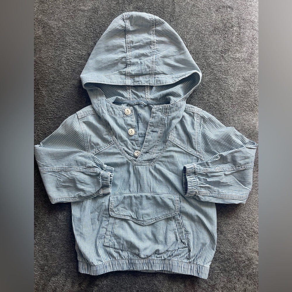 NWOT Engineer Style 1/2 button pullover with hood.